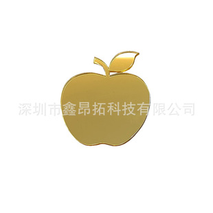 Single-Sided Mirror Place Card Acrylic Gold Mirror Place Card 3Inch Apple-Shaped DIY Decorative Pendant