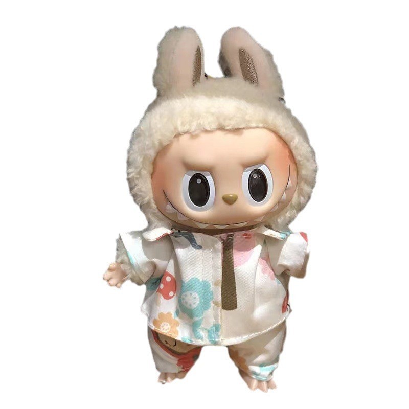 Caja ciega de 17cm, tela de tela, traje de mono de alce pequeño de terciopelo de nube, colgante de labubu, vestido de Navidad de cerdo