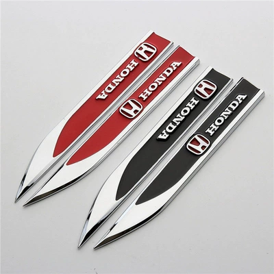 Car logo air vent sticker, personalized car - standard-black-honda-1-pair-of-metal-leaf-blade-fenders