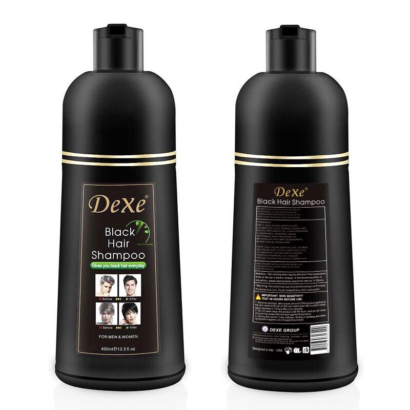 Dexe一支黑跨境英文染发剂植物棕色盖白发外贸泡泡一洗就黑染发膏|undefined