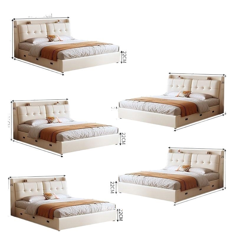 Fábrica directa 2026 nuevo estilo de crema gato raspar cama de cuero cama moderna simple dormitorio principal cama doble orejas