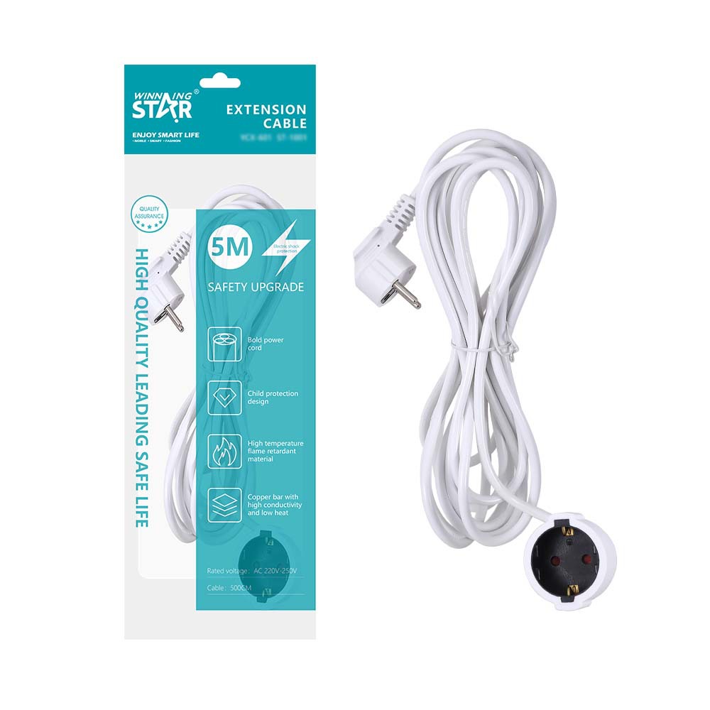 Inserto europeo transfronterizo WINNINGSTAR 3*1 cuadrado Nuevo cable de alimentación de cobre puro de PVC longitud total 5 metros cable de extensión interior