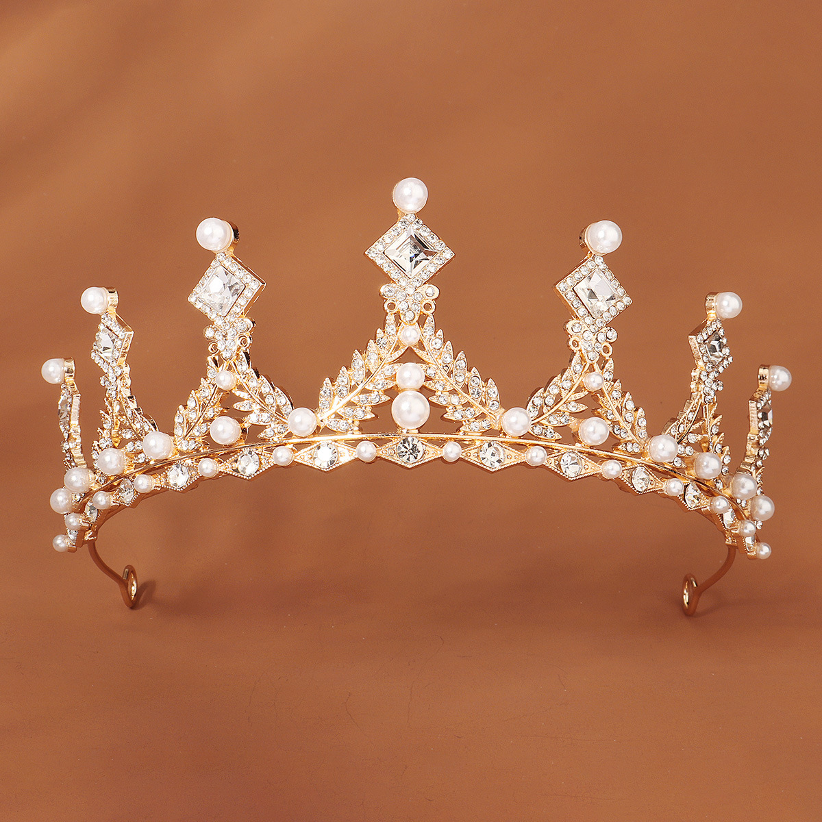 Children's Crown Tiara Alloy Rhinestone Bridal Accessories Photography Photo Props Birthday Gift Pearl Crown