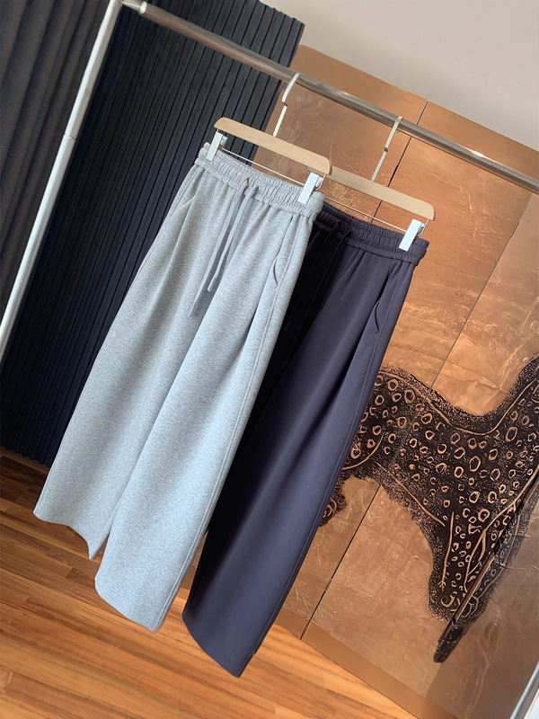 衣橱B入款！马*拉面料 大长腿显瘦色织双褶休闲裤女25秋新款|undefined