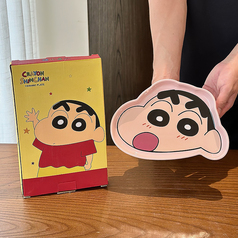 Crayón pequeño nuevo niño caricatura vajilla de cerámica regalo de cumpleaños 2025 nuevo lindo plato de comida casero platos de frutas y verduras