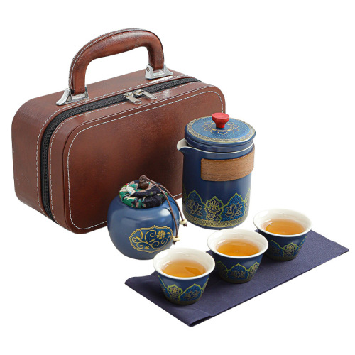 Travel Tea Set with Ancient Charm, Portable Quick Travel Mug, Outdoor Camping Small Set Ceramic Gongfu Tea Set, Business Gift