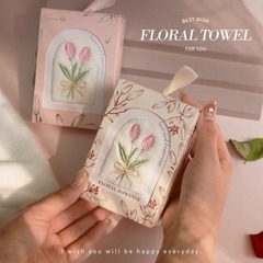 チューリップ刺繍お土産タオル小プレゼント卸売り結婚式顔タオル結婚花嫁がハンカチを拭く