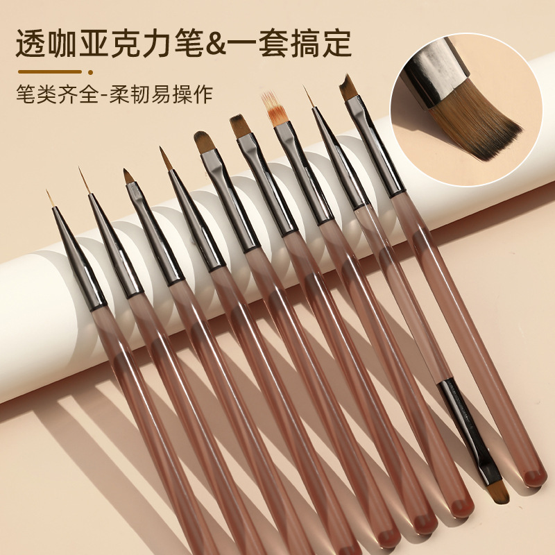 Japanese-style nail pen brush sweep pen semi-transparent rod double-head construction pen phototherapy painted pull line pen gradient pen wholesale Japanese-style nail pen brush sweep pen semi-transparent rod double-head construction pen phototherapy painted pull line pen gradient pen wholesale