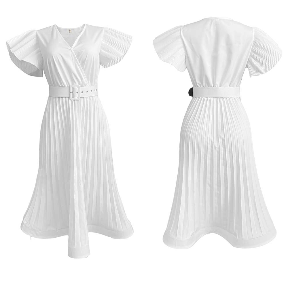 أزياء المرأة مثير Vneck تحلق الأكمام مطوي Dresspicture4