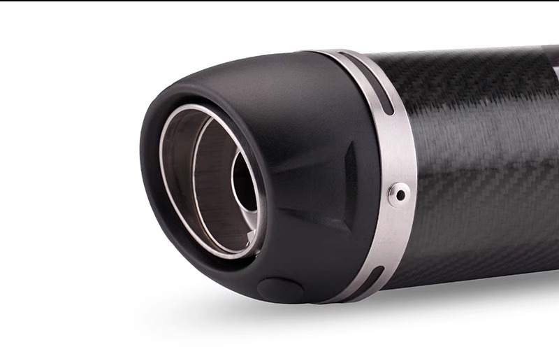 Motorcycle Exhaust Pipe Modification F02 Small Cylinder 51mm Diameter Universal Tail Section Silencer Stainless Steel Carbon Fiber