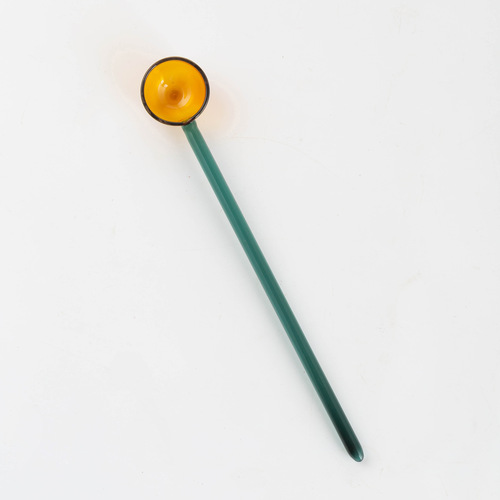 Creative milk dessert spoon colorful transparent high temperature resistant glass spoon cute long handle coffee stirring spoon spoon