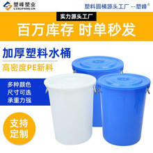 大号户外塑料圆桶加厚食品水桶家用手提发酵酒桶蓝白色消毒化工桶