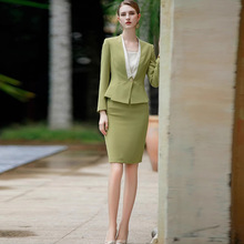 AD无领西装外套女长袖西服套装春秋高级感珠宝酒店工作服空姐制服