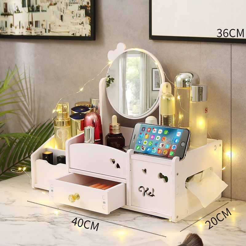 Espejo de maquillaje espejo portátil de niña red red escritorio espejo de vestir dormitorio de estudiantes梳妆台 simple espejo con caja de almacenamiento