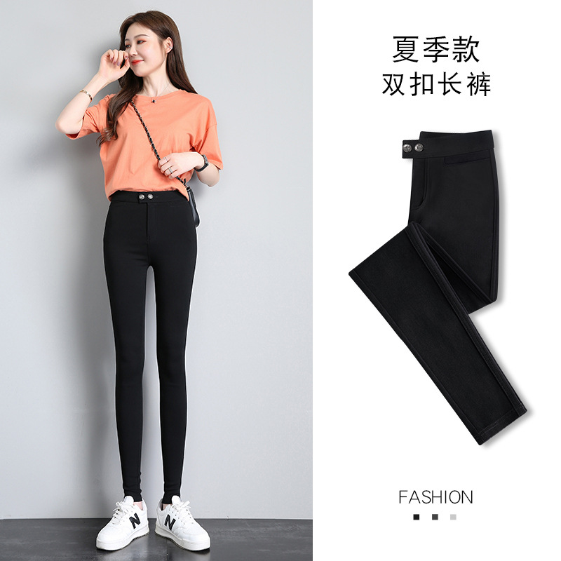 여름 초박형 더블 버튼 팬츠