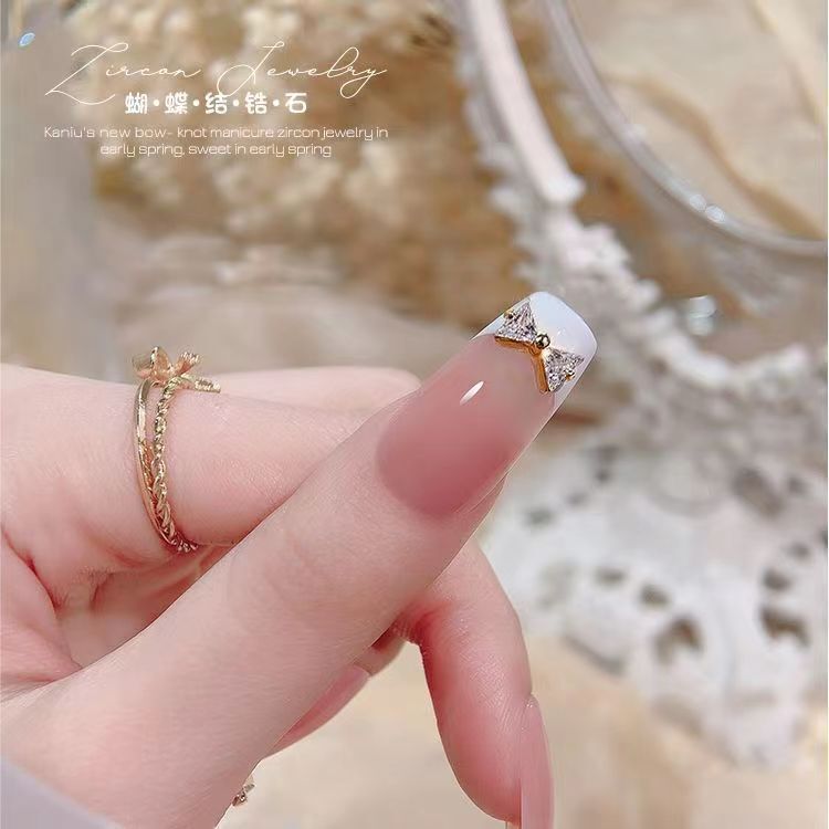 新しいネイルアクセサリー高級贅沢ins風フラッシュドリル愛ハート型蝶ネイルアート合金爪装飾diy小|undefined