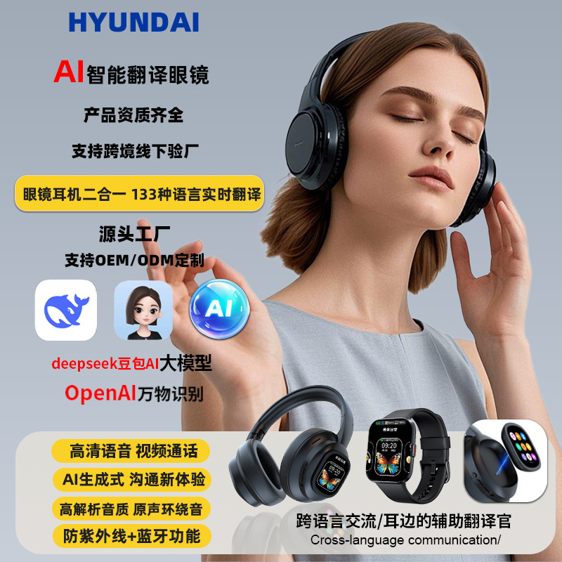 Head-Mounted Smart Translation Earphones Smart Earphones with Display Cross-Border Wireless Bluetooth X1Pro Smart Earphones