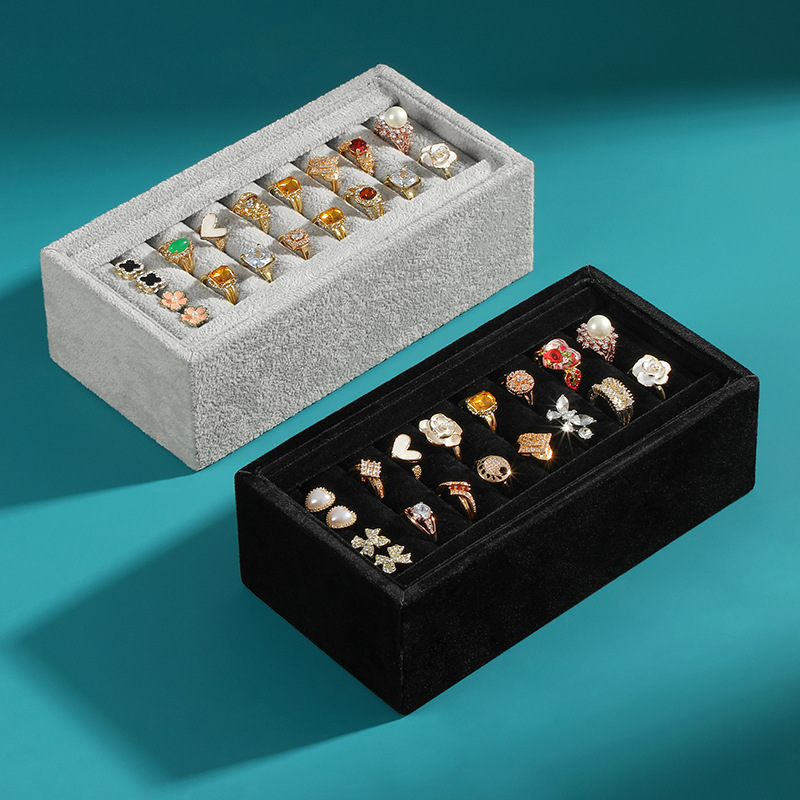 絨布戒指展示架耳釘收納盤首飾托盤珠寶展示道具擺攤陳列看貨盤子