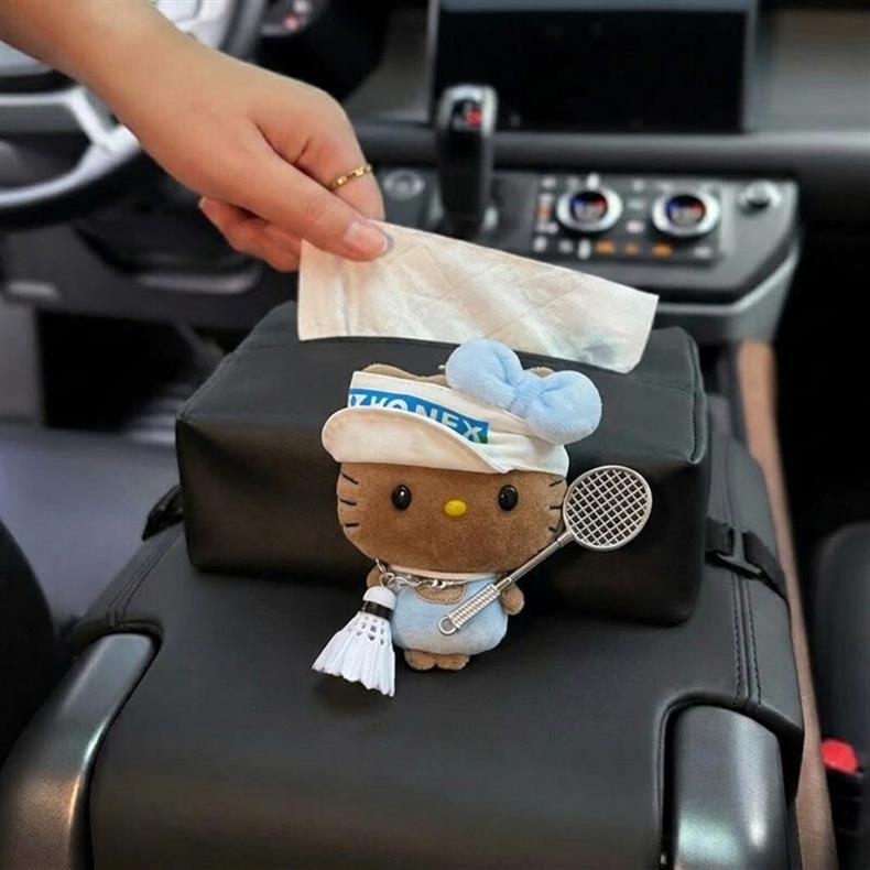 Car Tissue Box for Women, Cute Kt Car Tissue Holder, Hanging Seat Back Bowknot Car Decoration