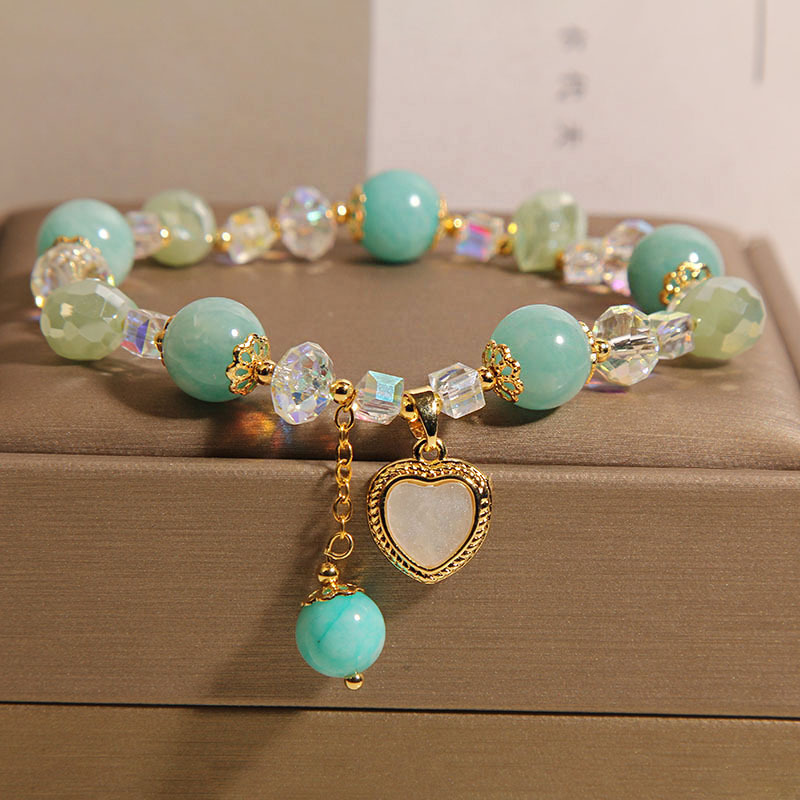 Pulsera de cristal de piedra Tianhe para mujer nuevo estilo ins ligero lujo nicho exquisito amor pulsera moda novia joyería de mano