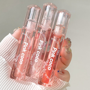 pinkcoco cross-border water light transparent lip gloss does not fade color does not stick cup lasting moisturizing lip gloss jelly glass lipstick