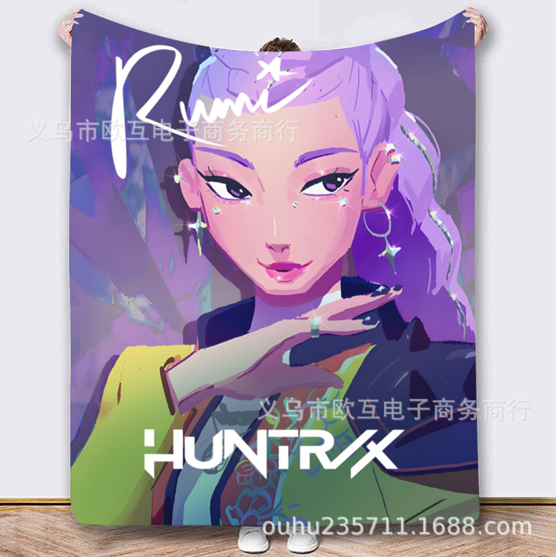 外国爆款K-POP猎魔女团（HUNTR/X）图案法兰绒毛毯 Demon Hunters|undefined