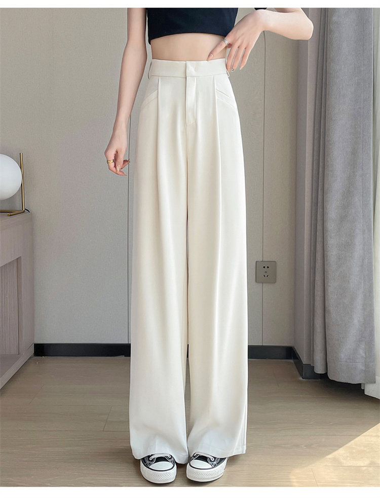 Quần culottes nữ ống rộng cạp cao chất liệu lụa băng mỏng mùa hè — Màu đen thông thường chi tiết 43