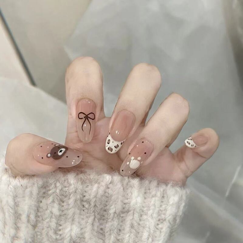 Little Bear French-Style Cat-Eye Nails, Removable New Nail Patches, Nail Art That Enhances Complexion, High-End Nail Pieces Little Bear French-Style Cat-Eye Nails, Removable New Nail Patches, Nail Art That Enhances Complexion, High-End Nail Pieces
