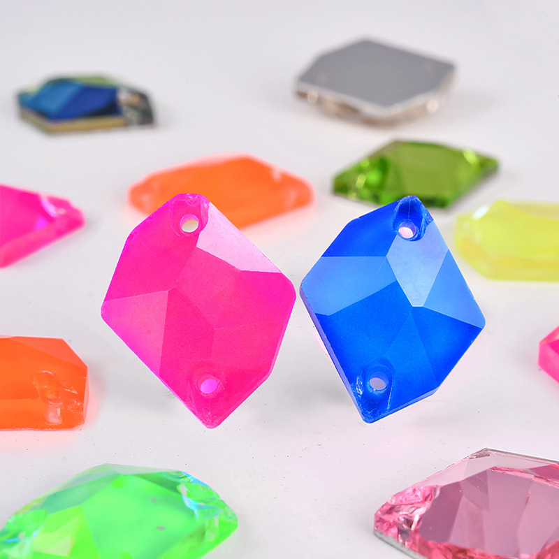 玻璃手缝钻平底异形钻多边形石头玻璃水晶DIY饰品配件服装辅料