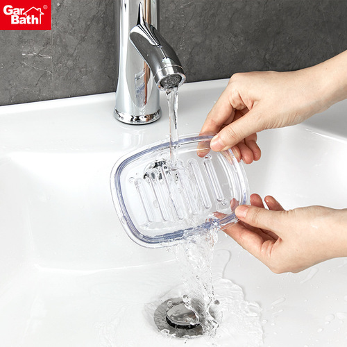 No-punch soap box double-layer soap rack stainless steel storage rack bathroom transparent thickened soap rack