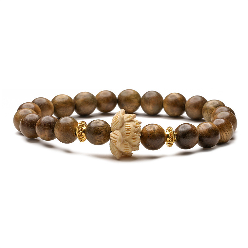 Nuevo estilo chino natural de madera negra pulsera de cuentas de bambú de Buda pulsera de cuentas de alta elevación pulsera de cuentas de mujeres ins estilo nicho lujoso