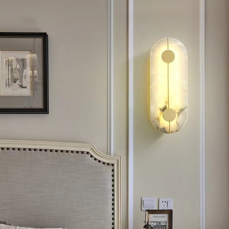 Diseño creativo lámpara de pared moderna faro de fondo decoración de pared cabecera dormitorio bronce lámpara de pared creativa fondo ligero cama minimalista