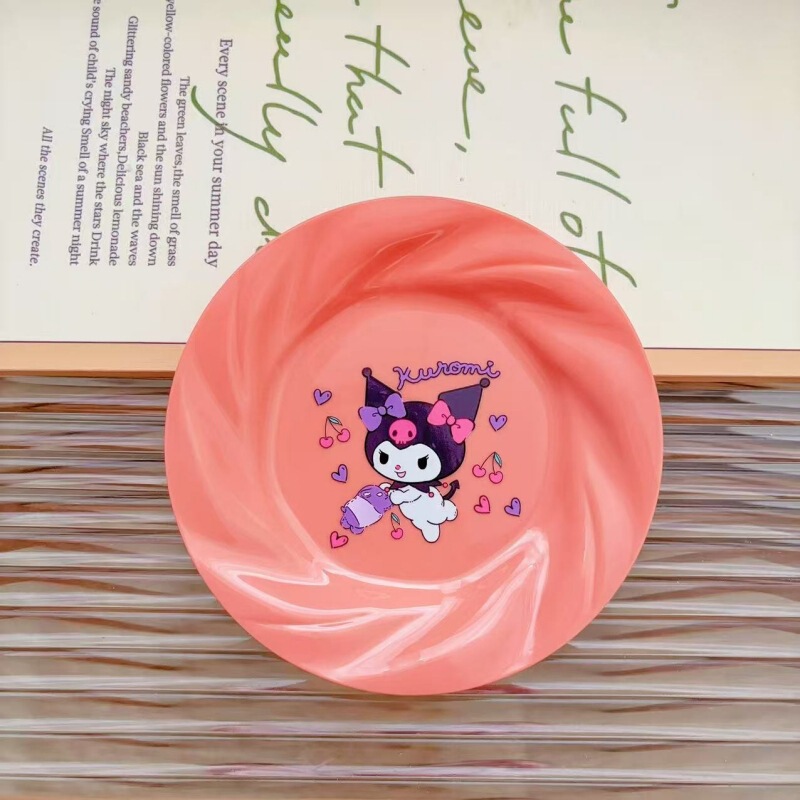 史迪仔猫咪家用餐桌吐骨碟点心盘库洛米塑料零食收纳盘甜品小吃盘|undefined
