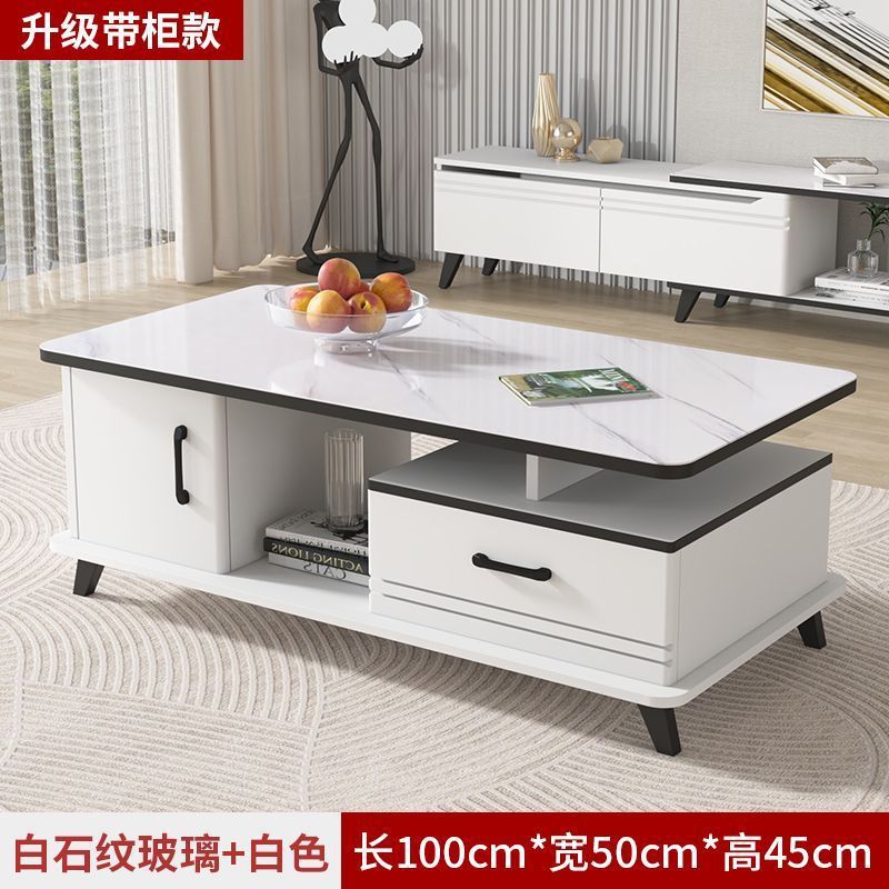 Mesa de té doméstica sala de estar moderna de lujo ligera de vidrio templado mesa de té gabinete de televisión combinación de pequeño tipo de casa