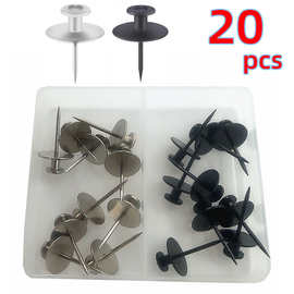 跨境盒装20件爱心挂钉银色10+黑色10双头推销拇指钉图片装饰挂钩
