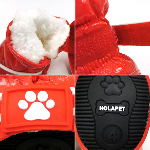 Dog Shoes Pet Cotton Shoes Autumn/Winter Snow Boots 4 Pairs/Set Teddy Bichon Frise Pomeranian Puppy Winter Fleece-Lined Shoes