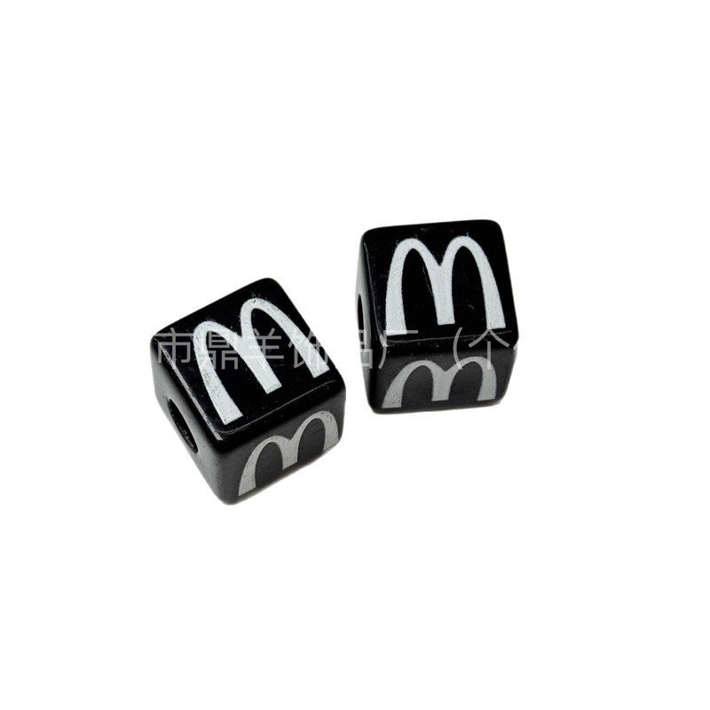 M プリントスクエアビーズアクリルルースビーズ携帯電話チェーンバッグペンダントペンダント DIY 手作りジュエリーアクセサリー材料|undefined