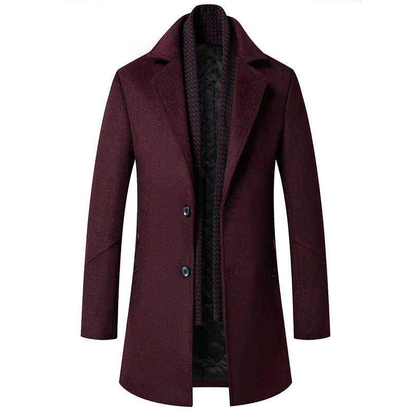 Осенне-зимнее Новое мужское шерстяное пальто, модный шарф, Морозостойкое шерстяное пальто, Мужское пальто, трансграничное шерстяное пальто