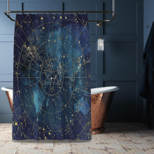 宇宙星空星座地图防水防霉环保涤纶浴帘卫生间防水窗帘布浴帘代发