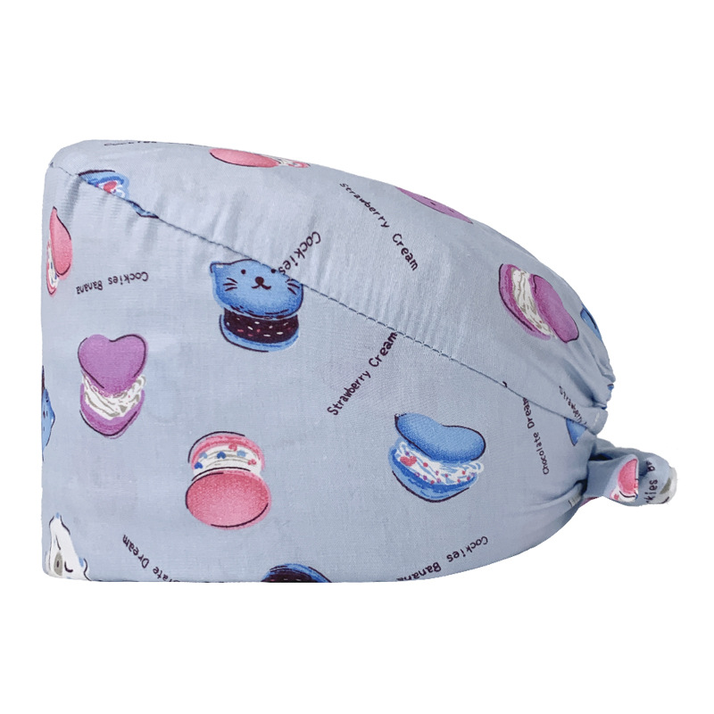 Gorro de Enfermera Coreano Fresco y Lindo, 100% Algodón, Gorro de Médico, Dentista, Estética y Salón de Belleza con Estampado Lindo.