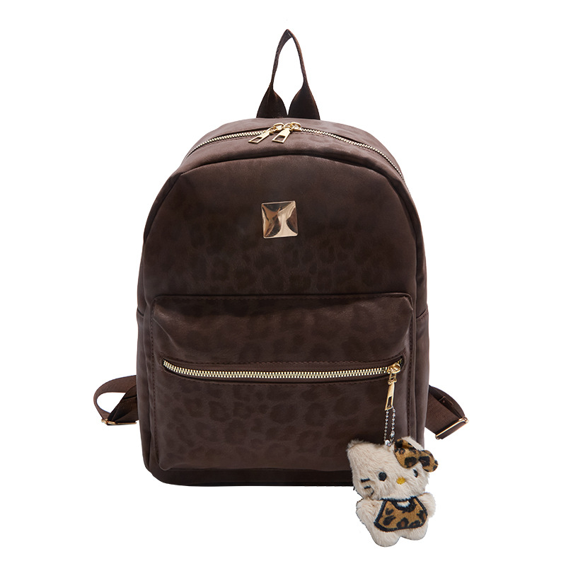 Mochila de moda coreana de otoño nueva mochila de aire extranjero retro de gran capacidad de leopardo mochila escolar de viajes casuales