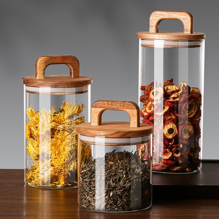 コーヒー豆保存缶ガラス密封缶高ホウ素シリコン茶葉缶大口雑穀収納ケース大型ボトル貯蔵タンク