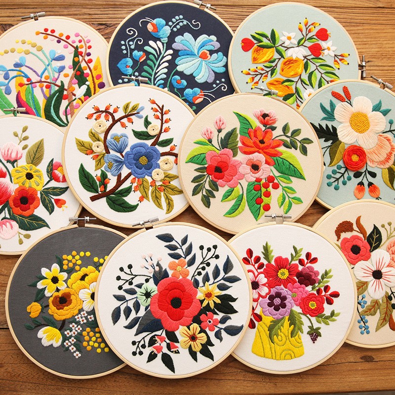 ♤ Paquete de material de bordado artesanal al por mayor, flores y plantas, bordado sin perforaciones, pintura colgante, bordado Lu, transfronterizo, Amazon inglés