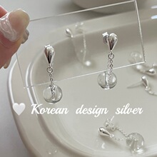 韩国高级感时尚耳饰 S925纯银 双层水滴流苏透明水晶耳钉小众设计