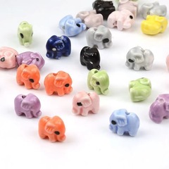 陶瓷小象釉彩陶瓷珠豎孔珠散珠手工diy配件項鍊手鍊配飾動物配件