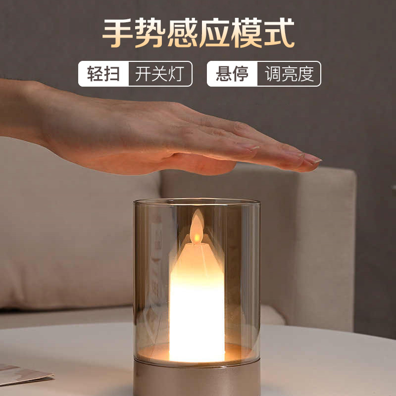 LED luz de noche creativa luz de vela romántica restaurante bar escritorio luz de ambiente vela lámpara de mesa luz de sensor de mano de barrido