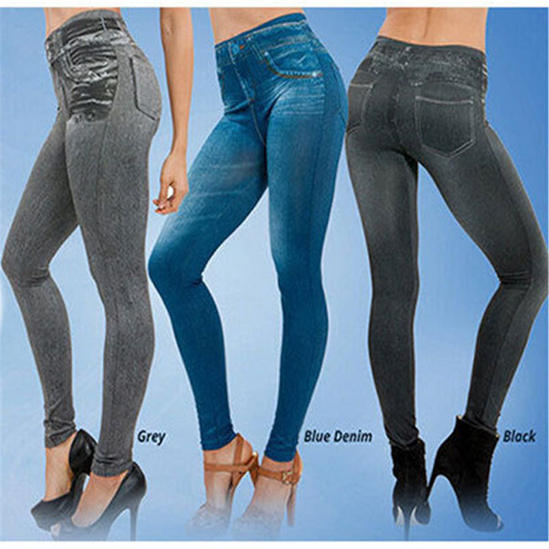 欧美瑜伽TV购物爆款假口袋束身仿牛仔打底无缝瑜伽裤leggings