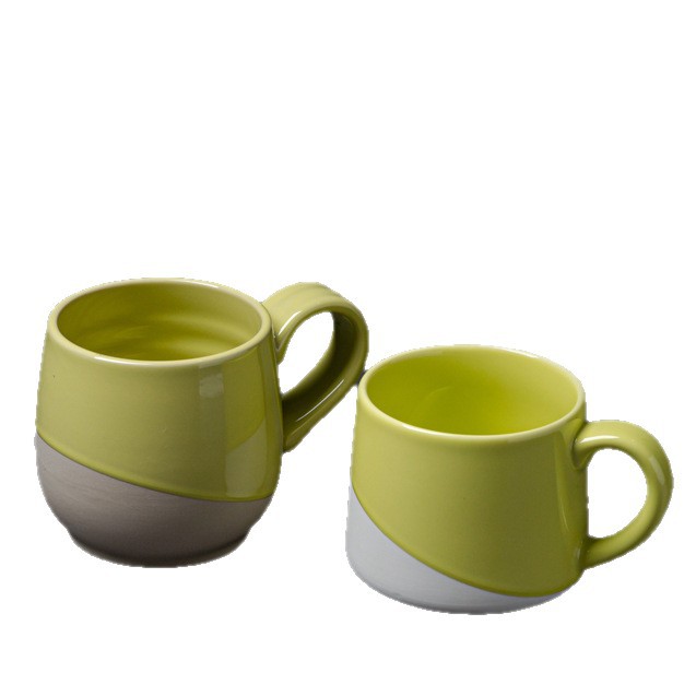 Taza de cerámica esmaltada de dos colores brillante Taza nórdica de estilo ins de alto valor Taza de café de pareja linda creativa Taza de agua
