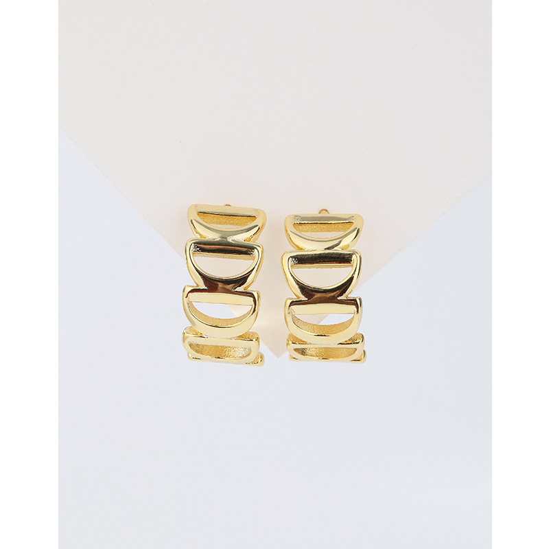 Pendientes de media luna en forma de D de oro para mujer 925 plata esterlina nicho francés 2024 nuevo estilo frío pendientes de alta calidad