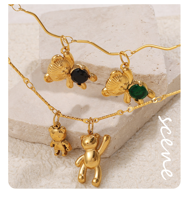 1 Piece Quantity 1 Piece 304 Stainless Steel PVD Coated Real Gold Plated Bear Polished Pendant